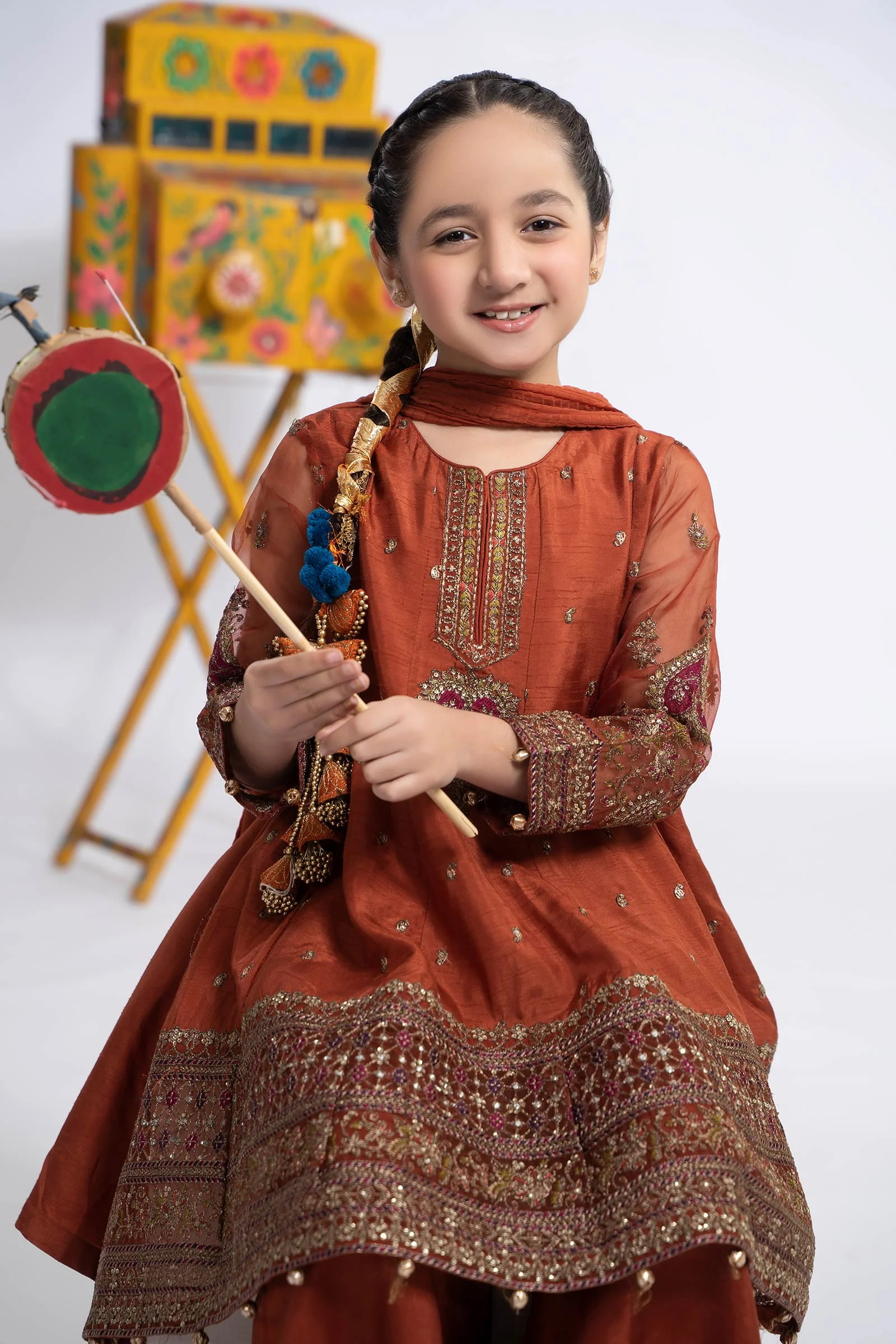 3 Piece Embroidered Raw Silk Suit - Image 6
