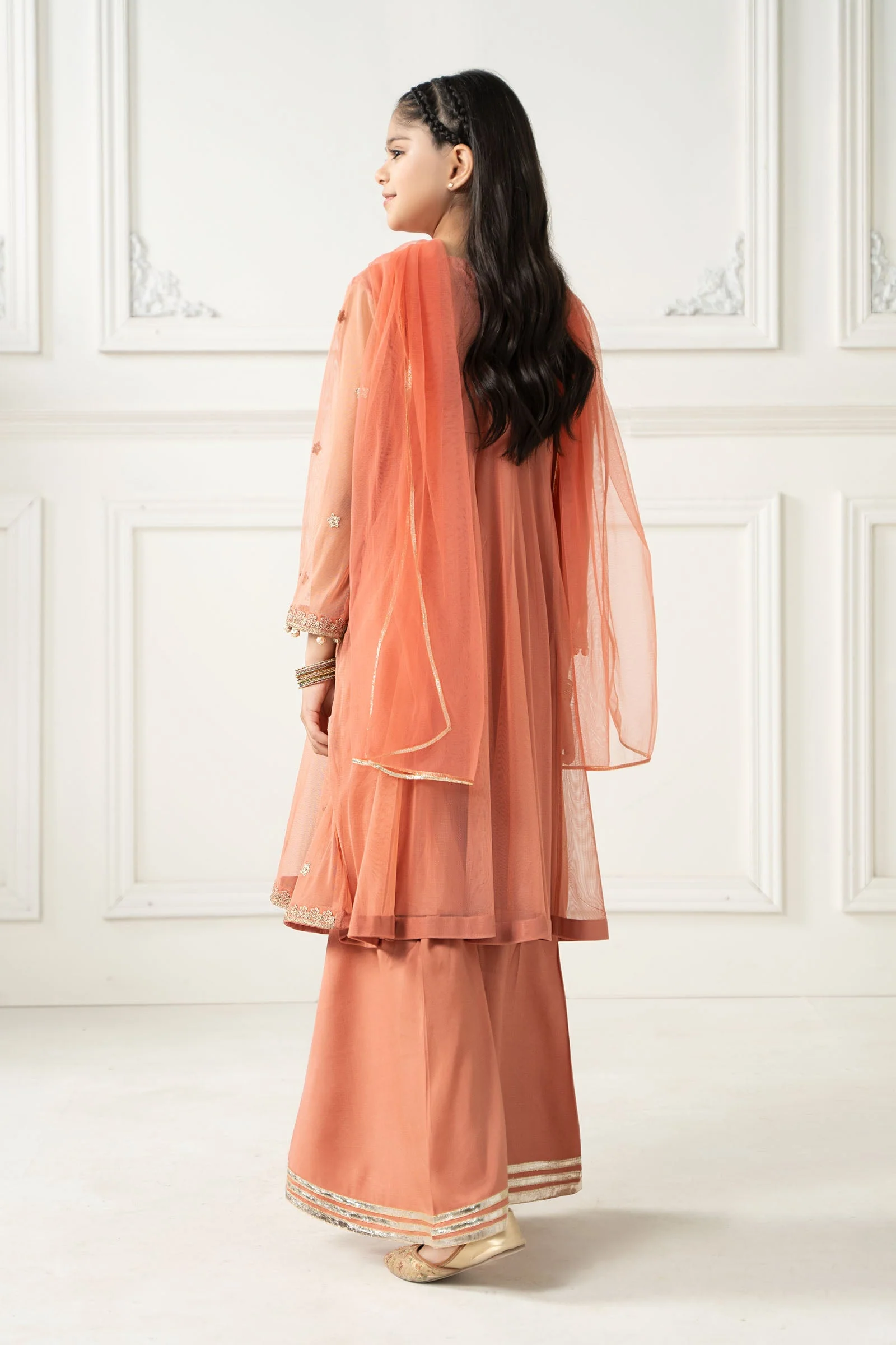 3 Piece Embroidered Polyester Net Suit - Image 5