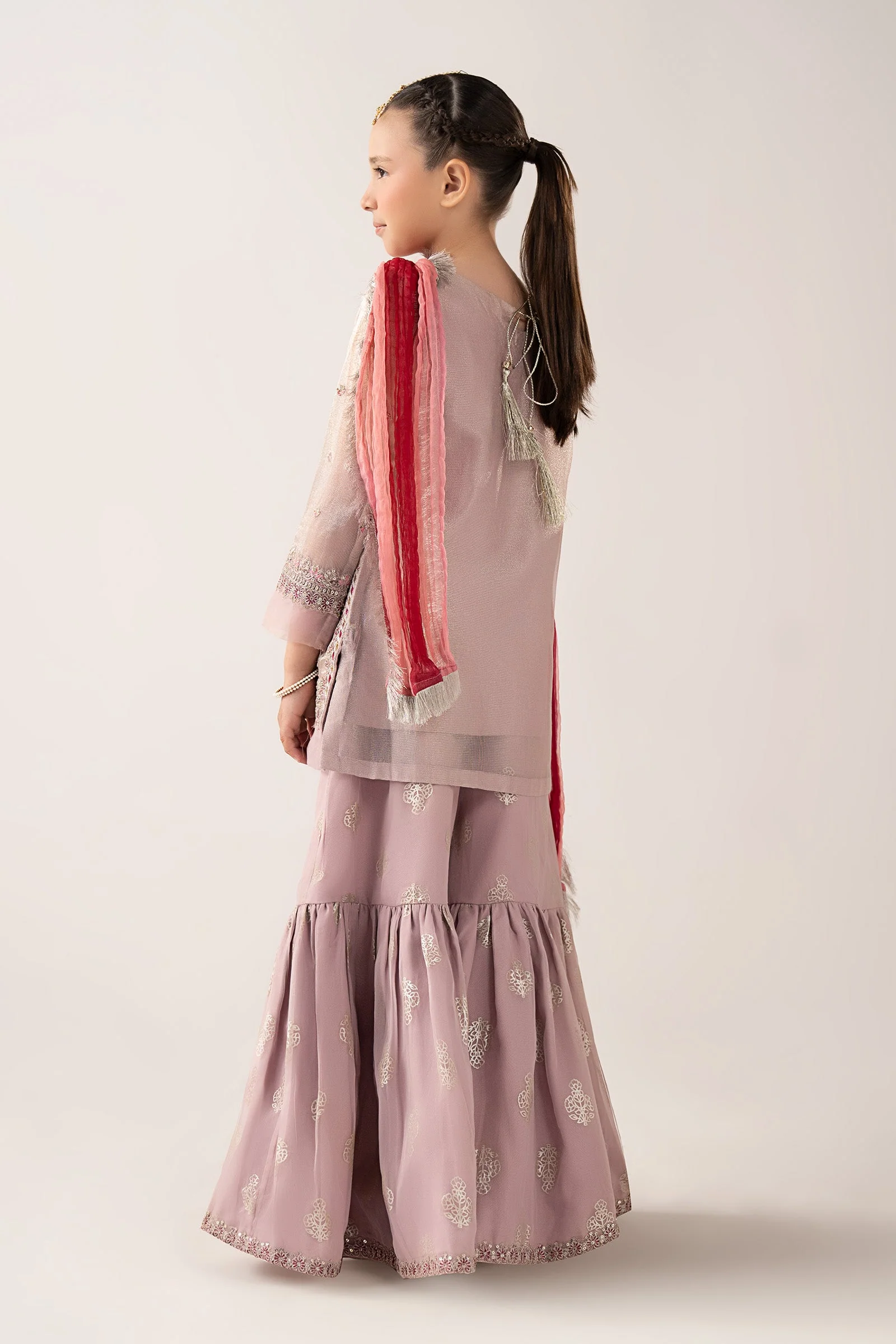 3 Piece Embroidered Zari Net Suit - Image 6