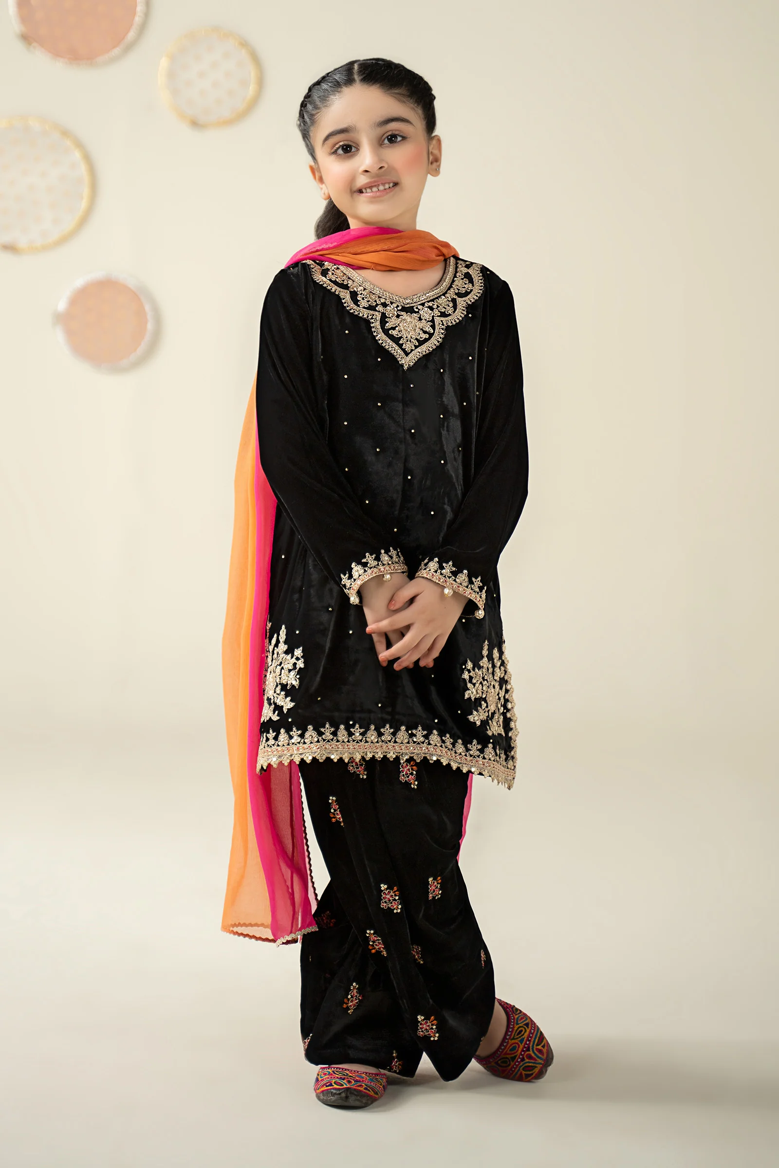 3 Piece Embroidered Velvet Suit