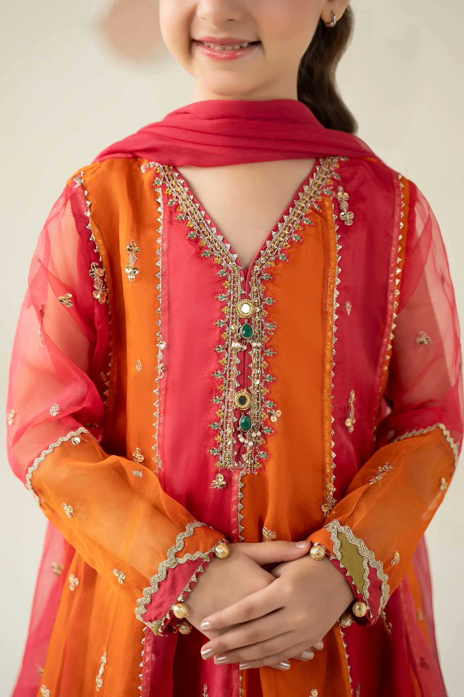 3 Piece Embroidered Organza Suit - Image 5