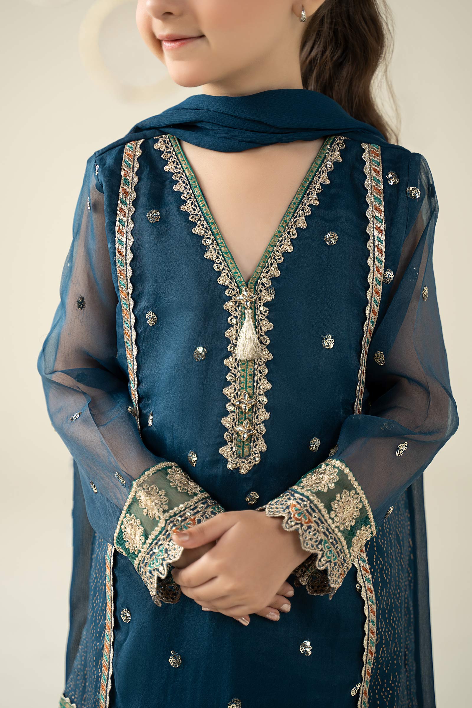 3 Piece Embroidered Organza Suit - Image 5
