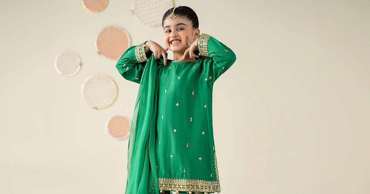3 Piece Embroidered Raw Silk Suit - Image 8