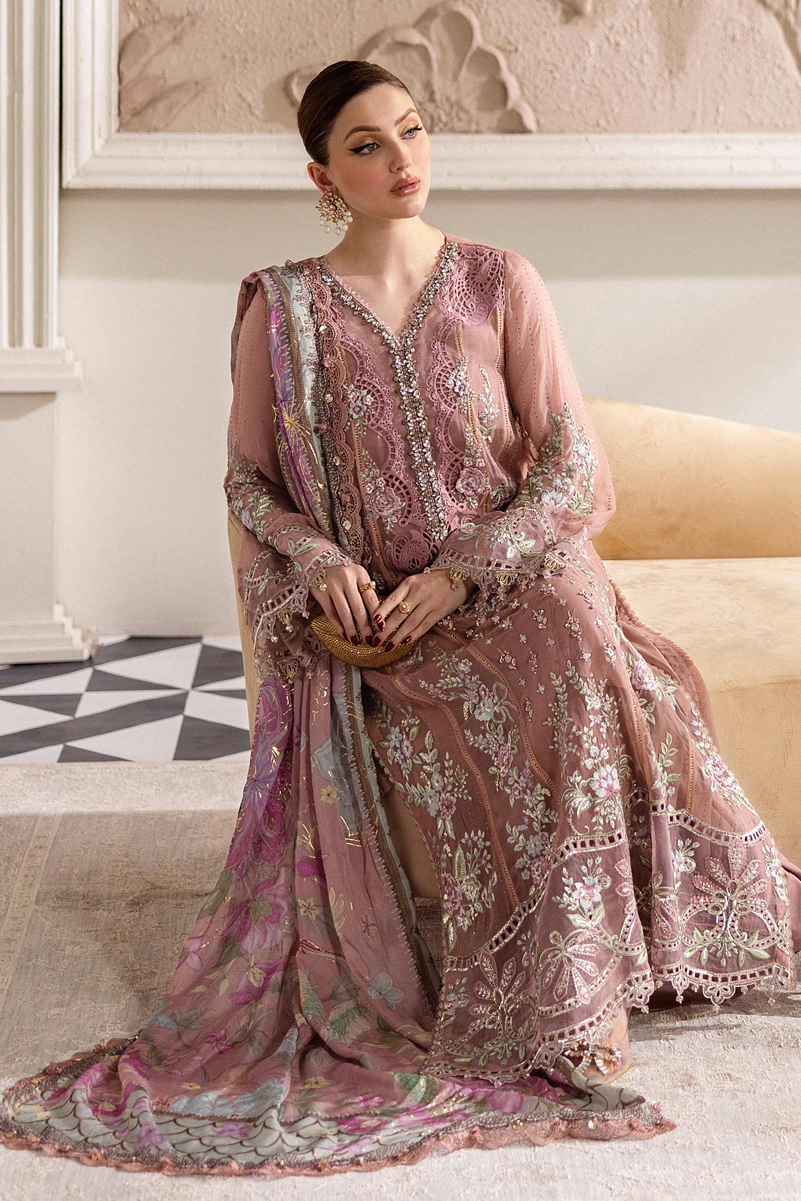 3 Piece Unstitched Embroidered Chiffon Suit | MPC-25-105 - Image 3