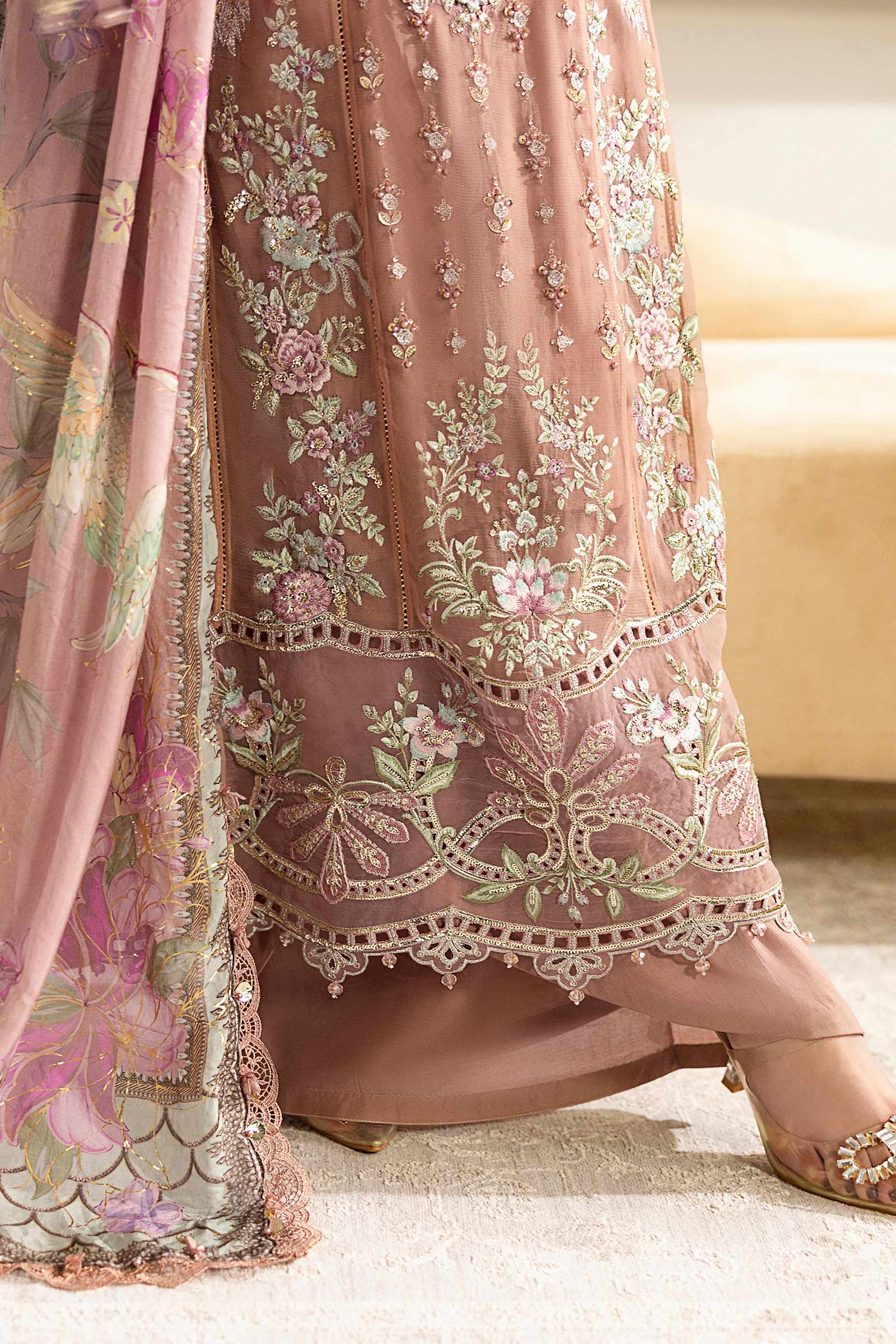 3 Piece Unstitched Embroidered Chiffon Suit | MPC-25-105 - Image 6