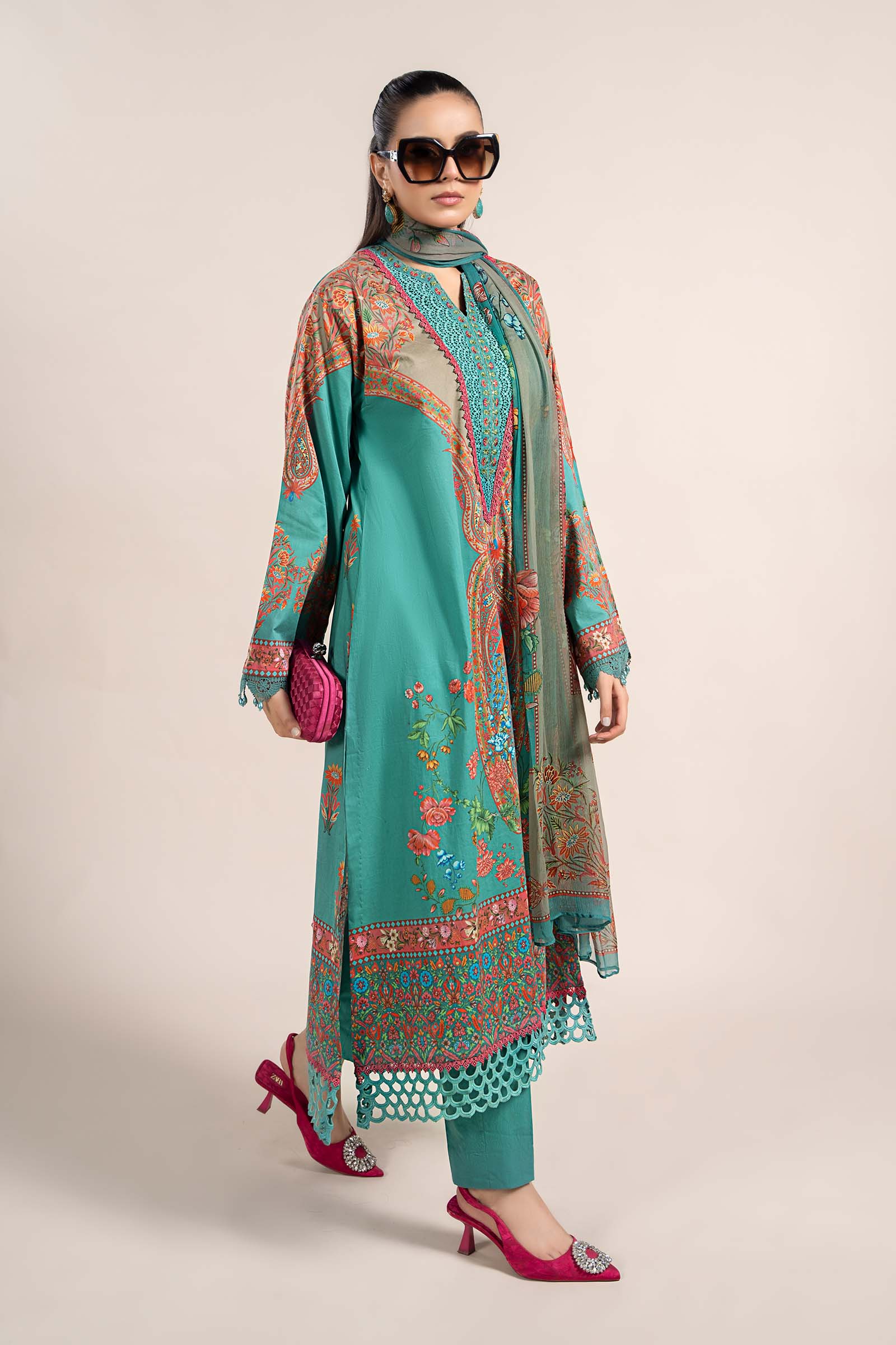 3 Piece Printed Cambric Suit | MPS-2304-A - Image 4