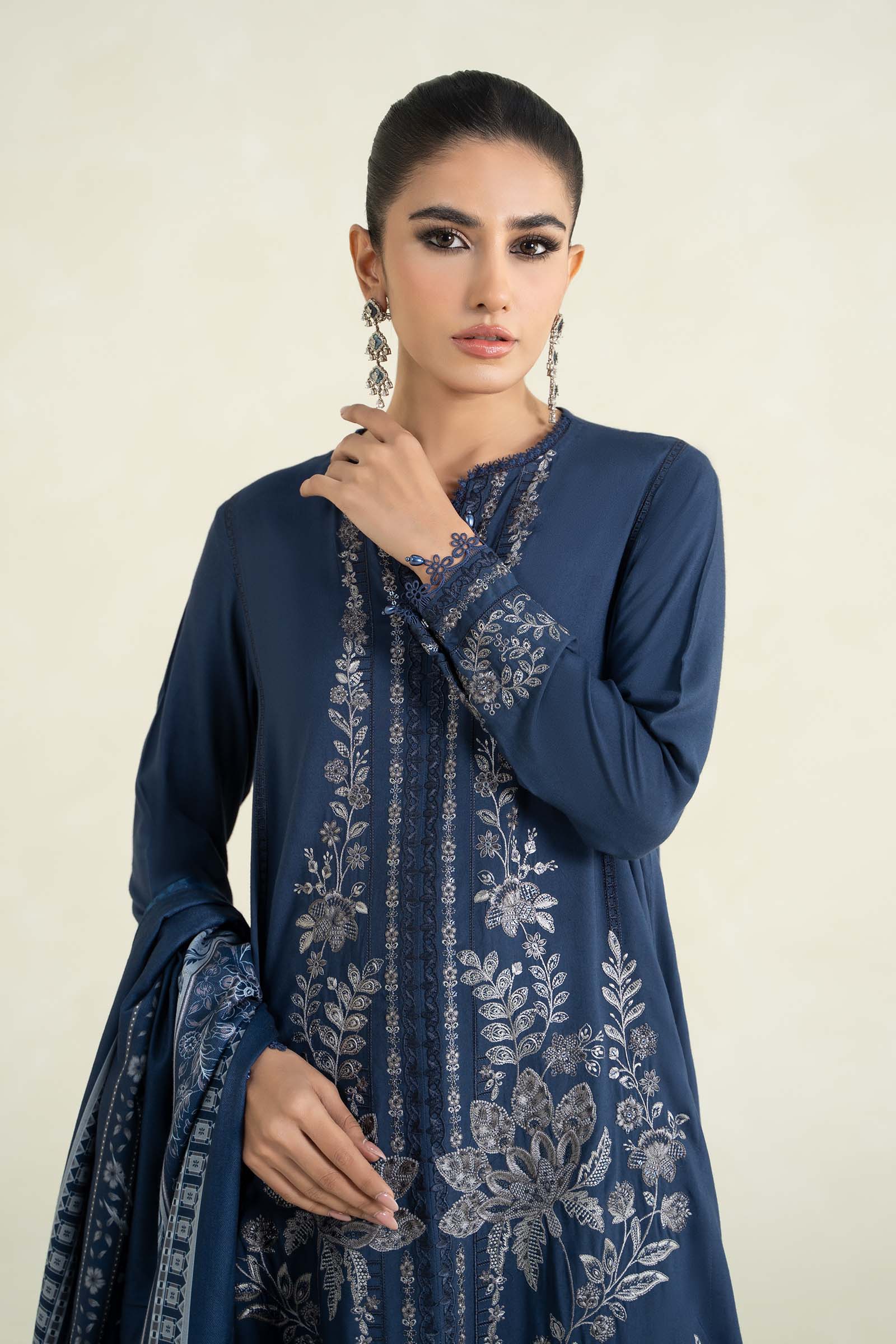 3 Piece Printed Linen Suit | MPS-2404-B - Image 2