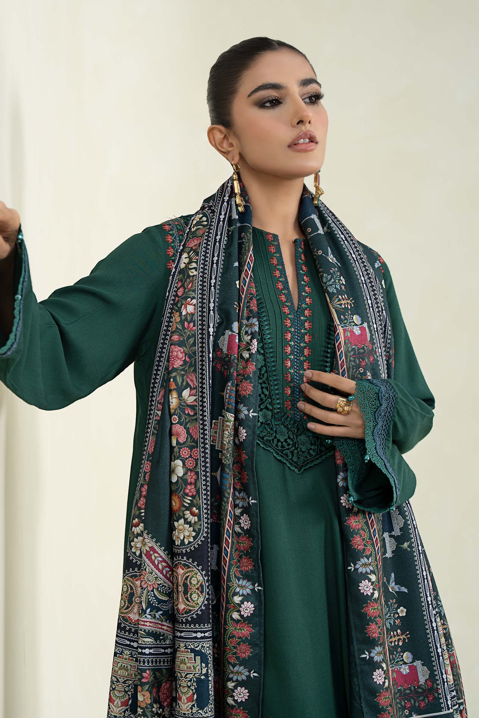 3 Piece Printed Linen Suit | MPS-2405-B - Image 2
