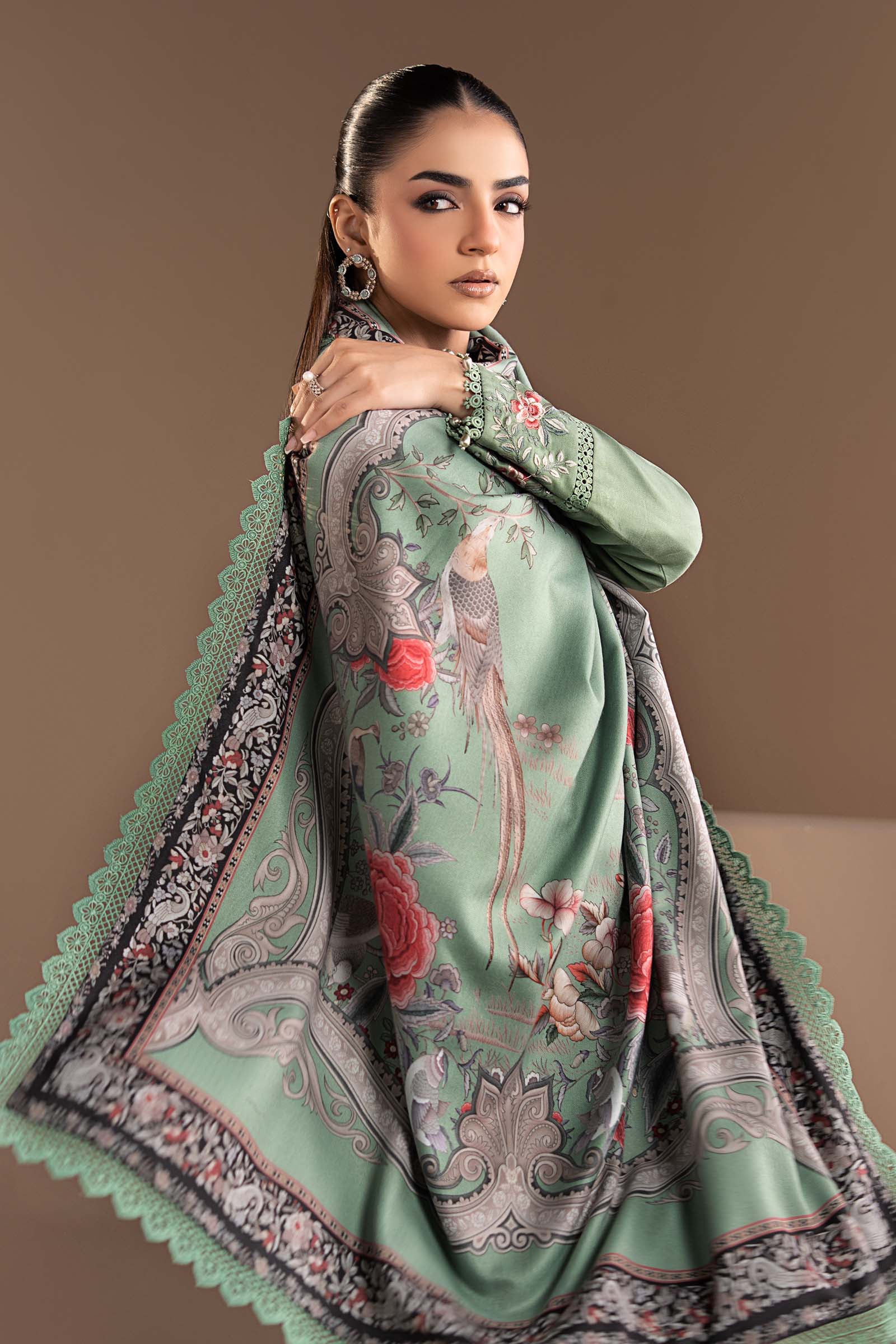 3 Piece Embroidered Twill Linen Suit - Image 3