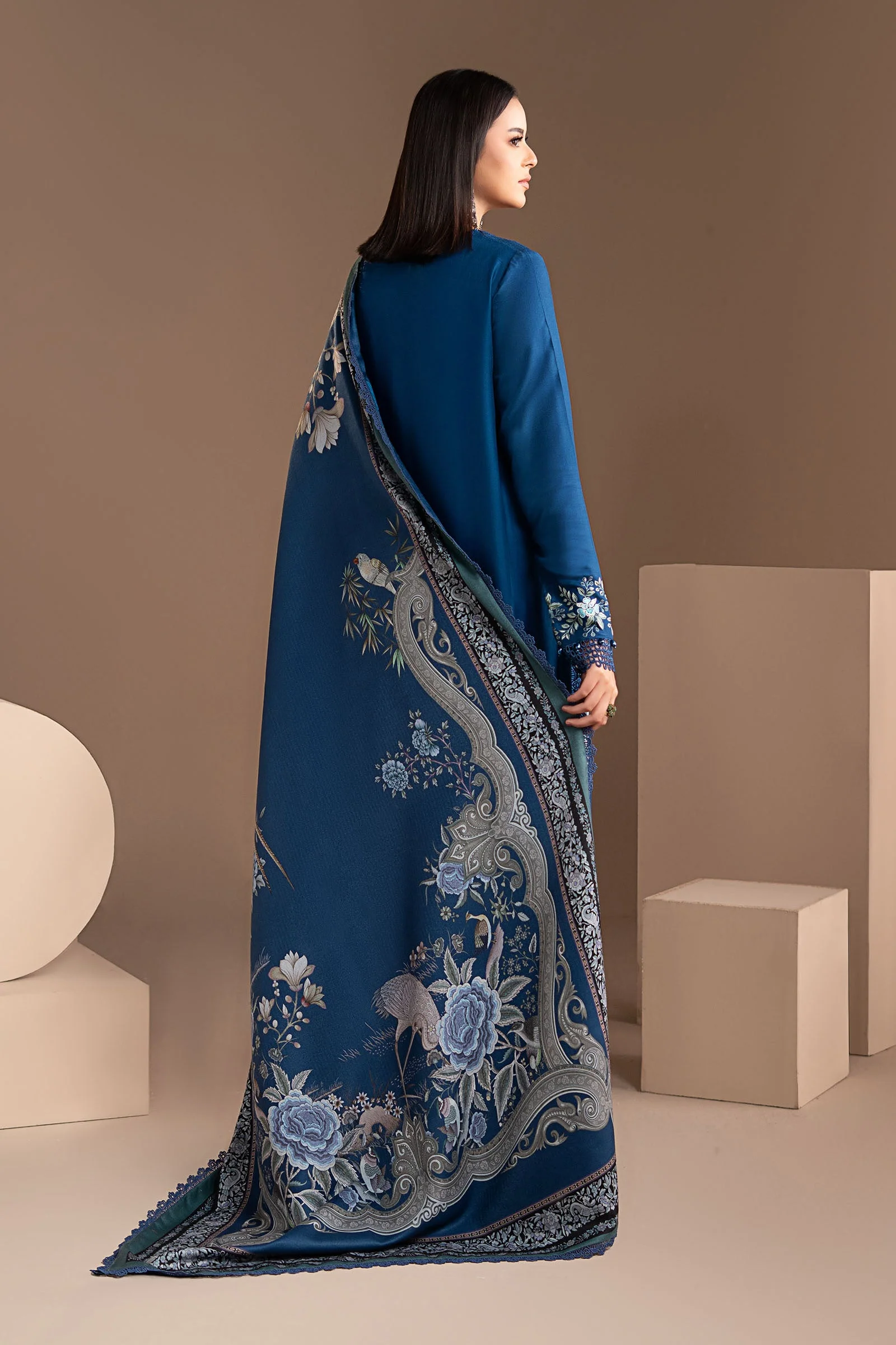 3 Piece Embroidered Twill Linen Suit - Image 8