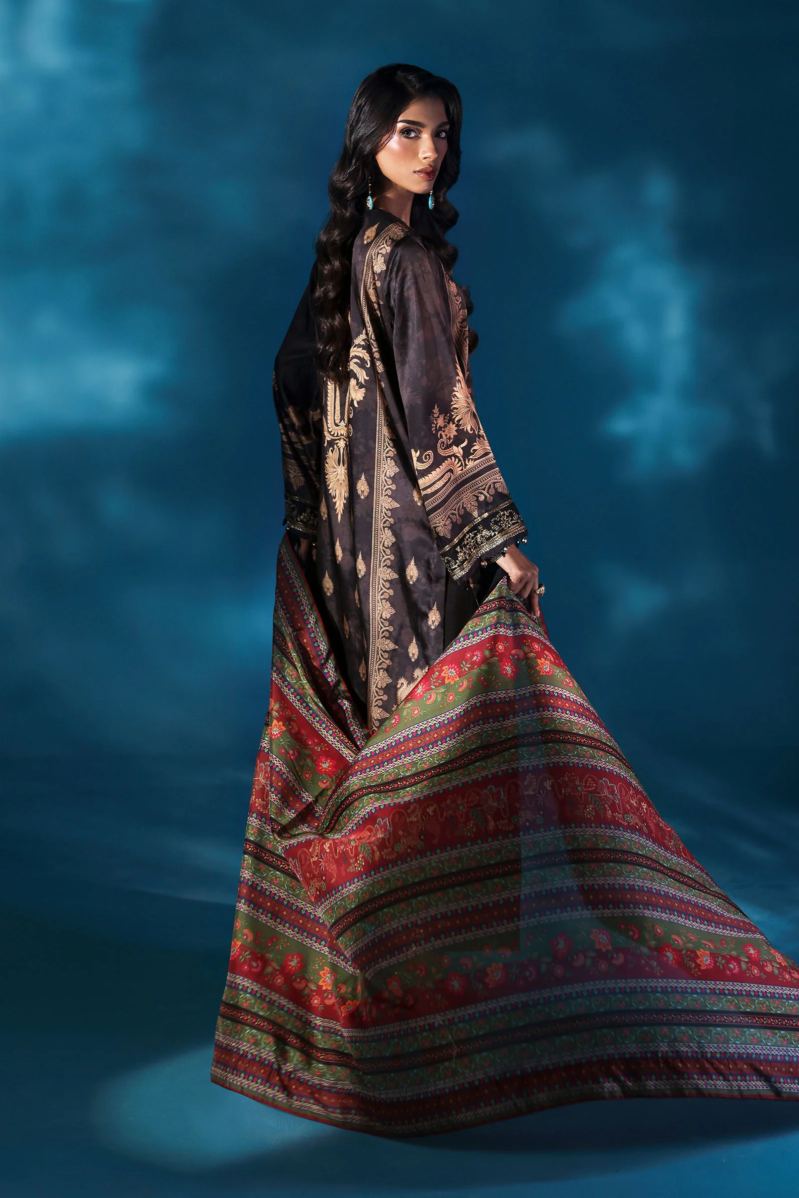 3 Piece Embroidered Satin Silk Suit - Image 6