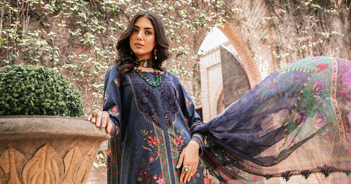 3 Piece Unstitched Printed Suit | MPT-2206-B - Image 5