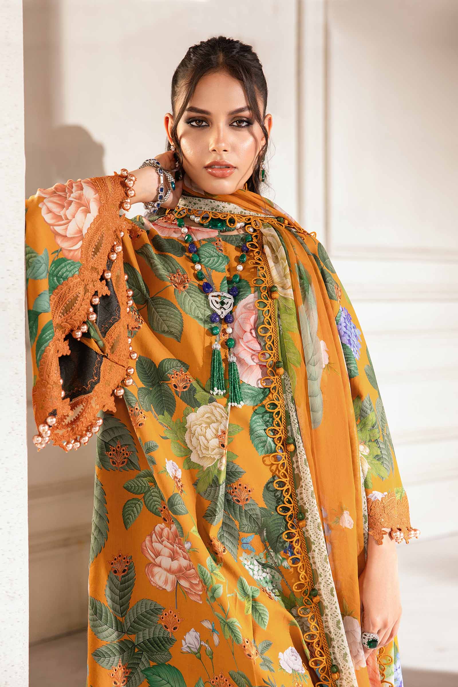 3 Piece Unstitched Printed Suit | MPT-2210-B - Image 3