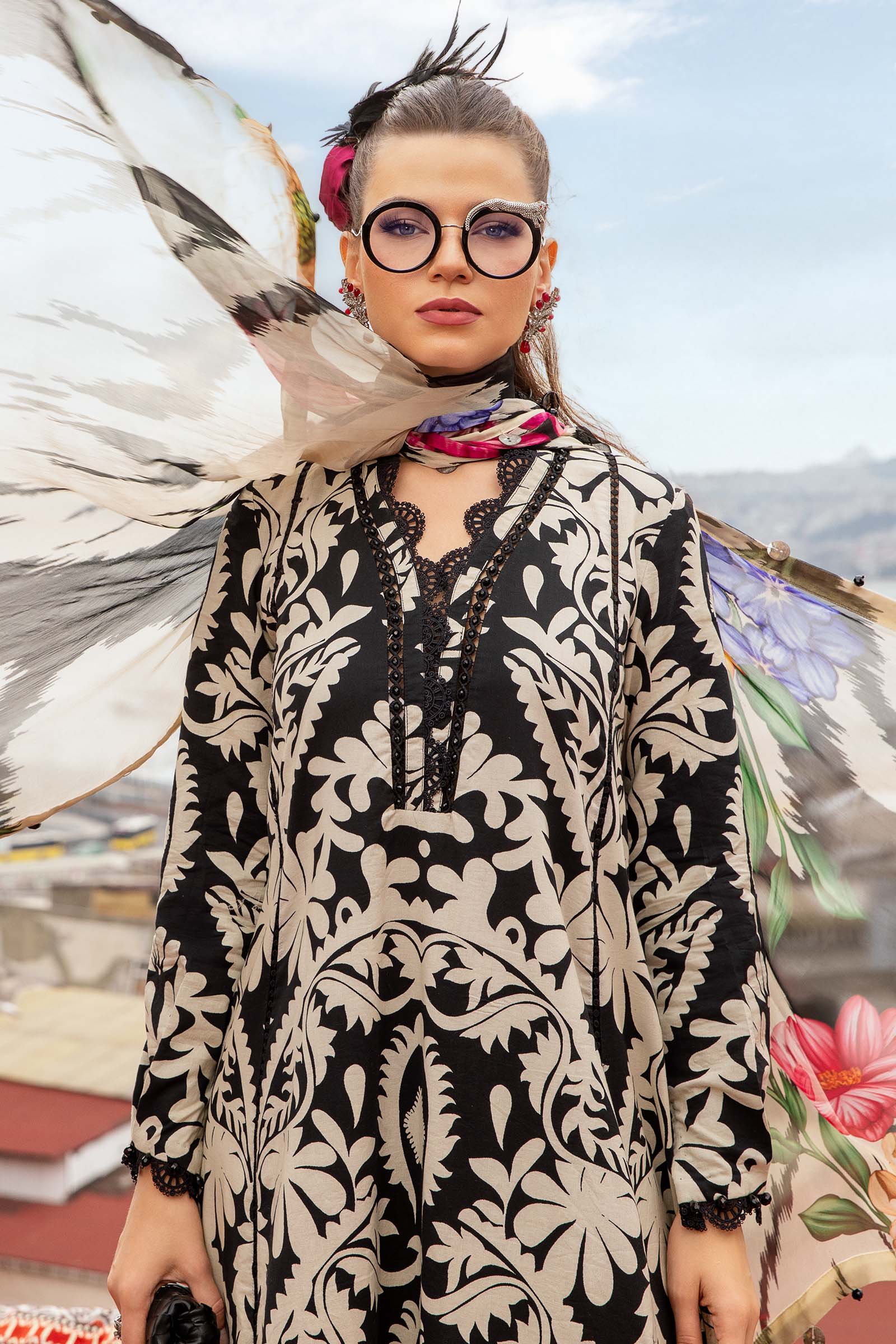 3 Piece Unstitched Printed Cambric Suit | MPT-2307-B - Image 2