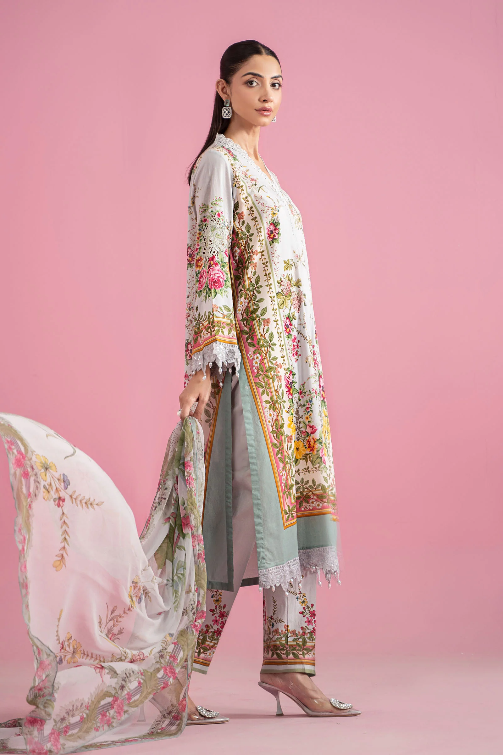 3 Piece Unstitched Embroidered Lawn Suit | MPT-2605-B - Image 6