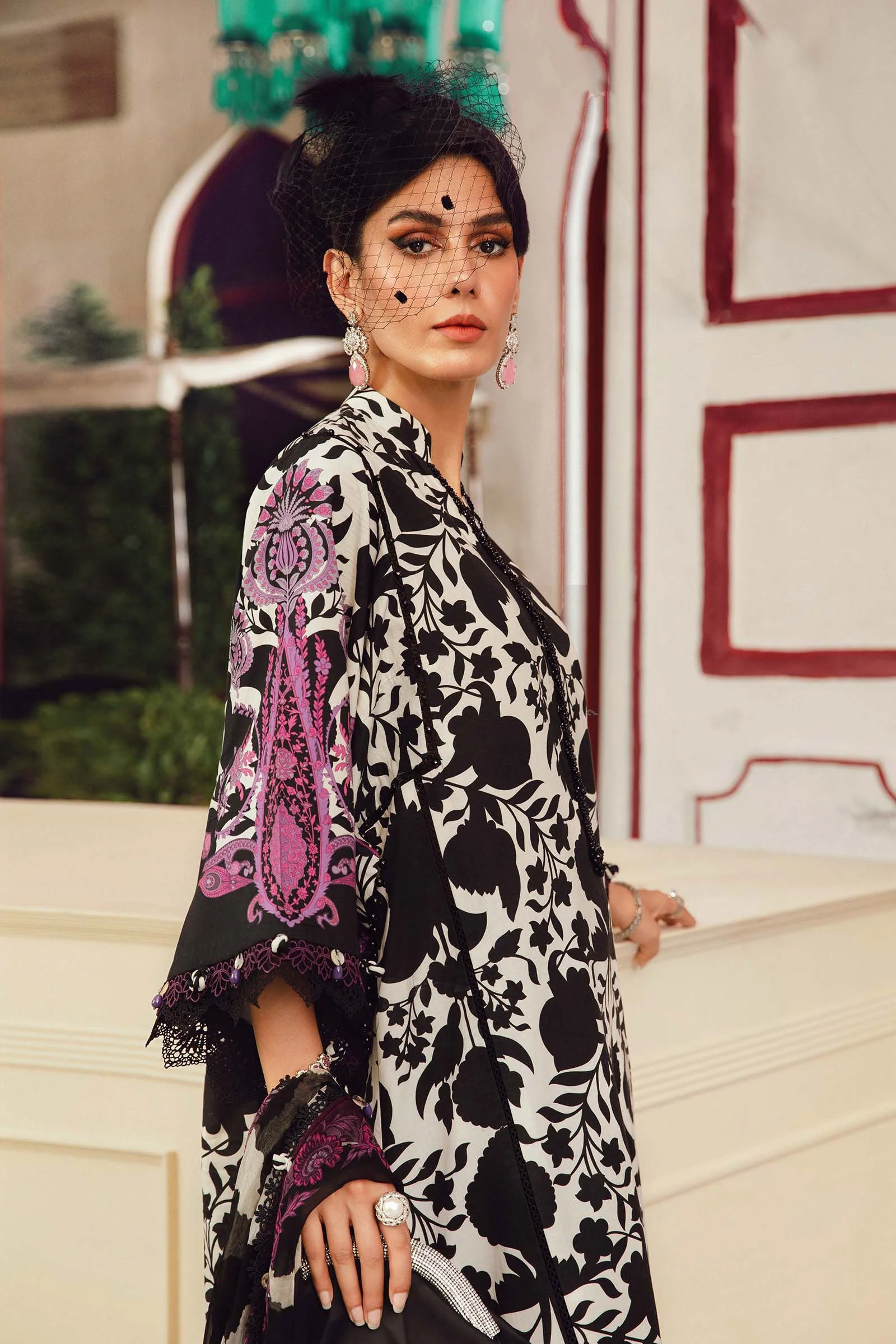 3 Piece Unstitched Embroidered Cambric Suit | MPT-2704-B - Image 4