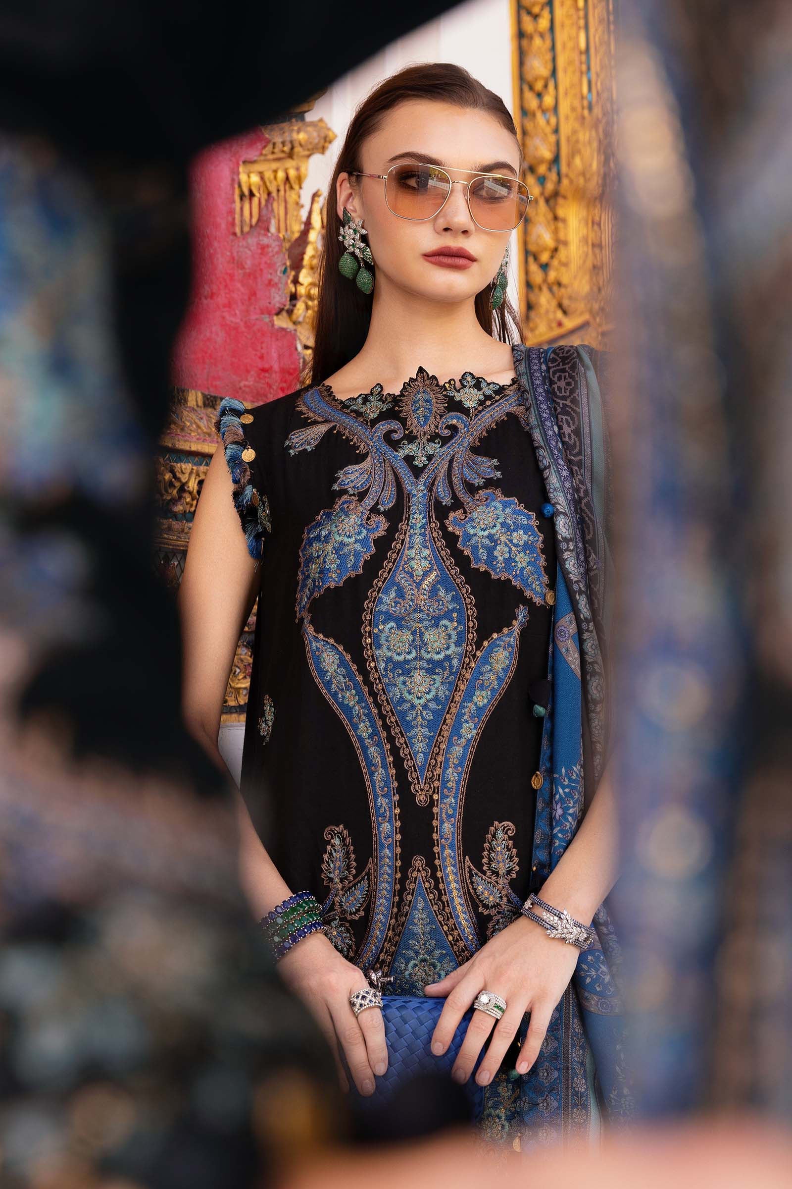 3 Piece Unstitched Embroidered Twill Linen Suit - Image 3