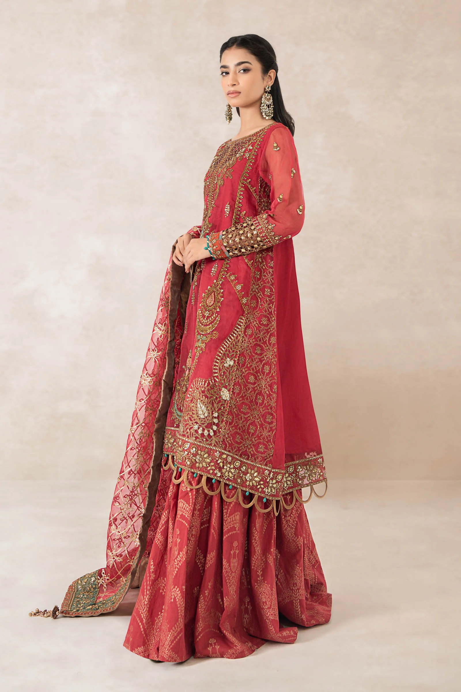 3 Piece Embroidered Organza Suit - Image 4