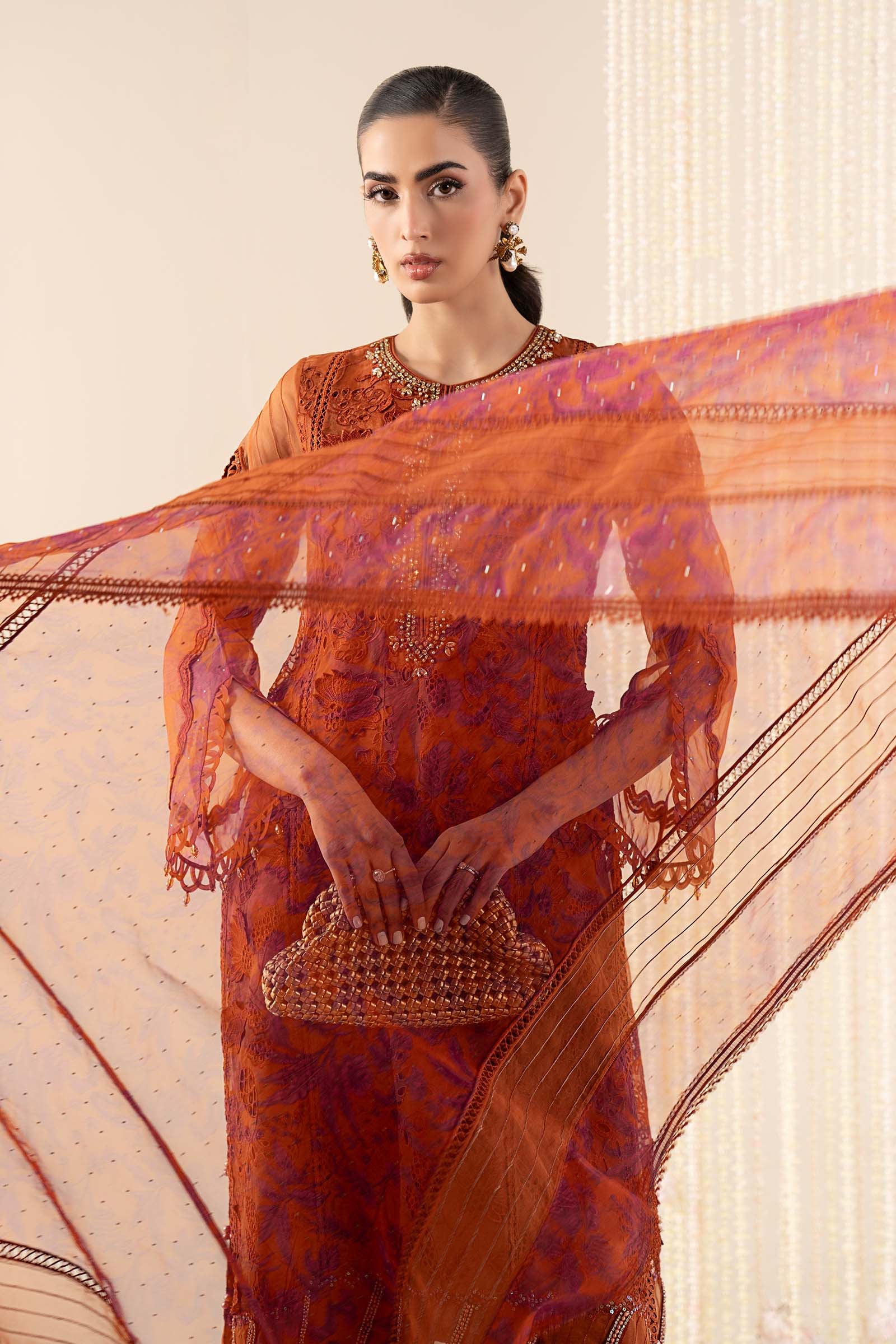 3 Piece Embroidered Organza Suit - Image 2