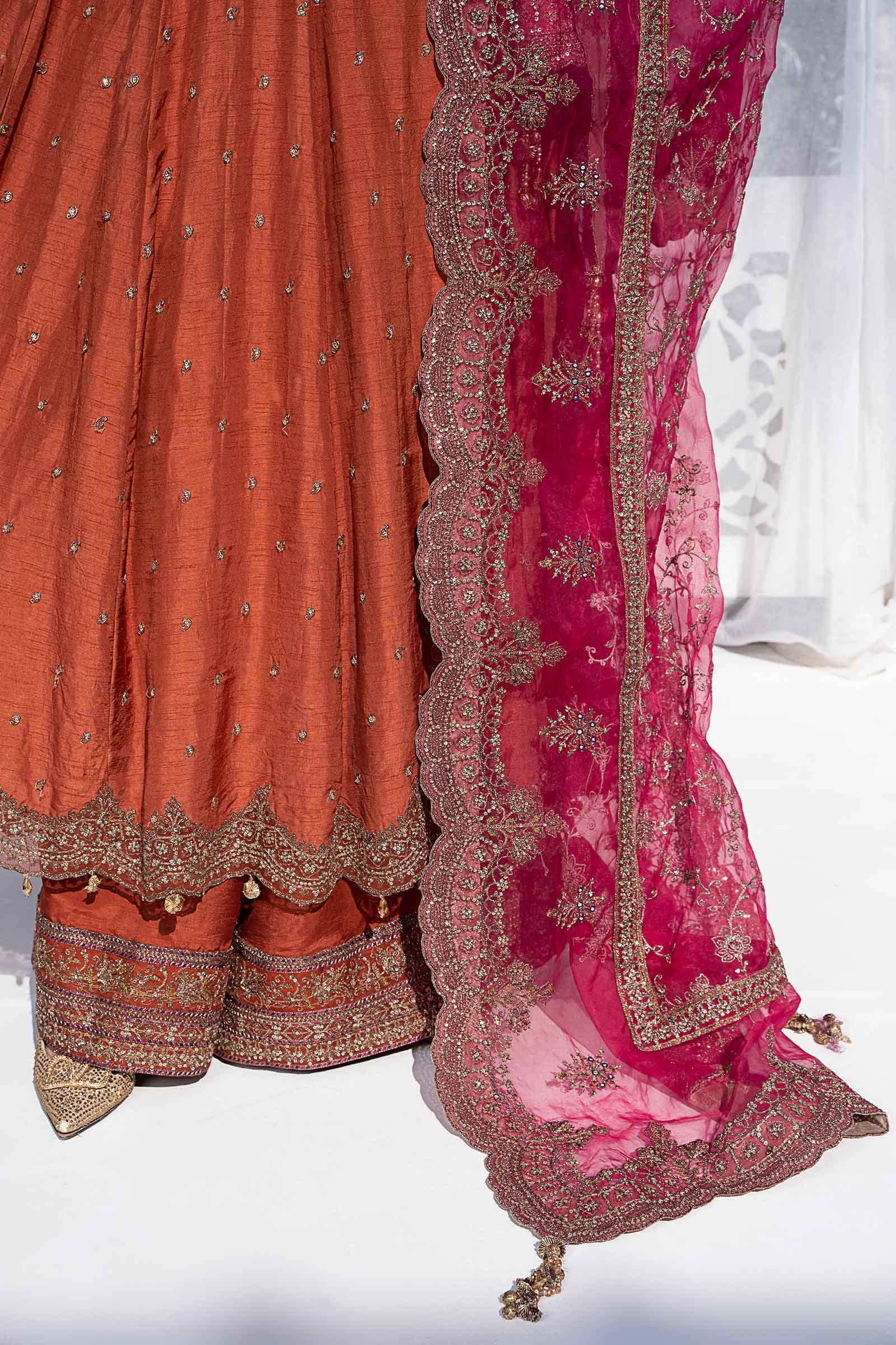 3 Piece Embroidered Raw Silk Suit - Image 7