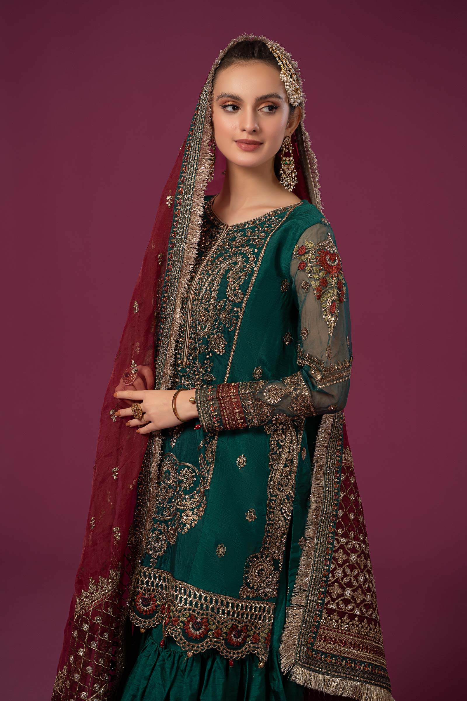 3 Piece Embroidered Raw Silk Suit - Image 5