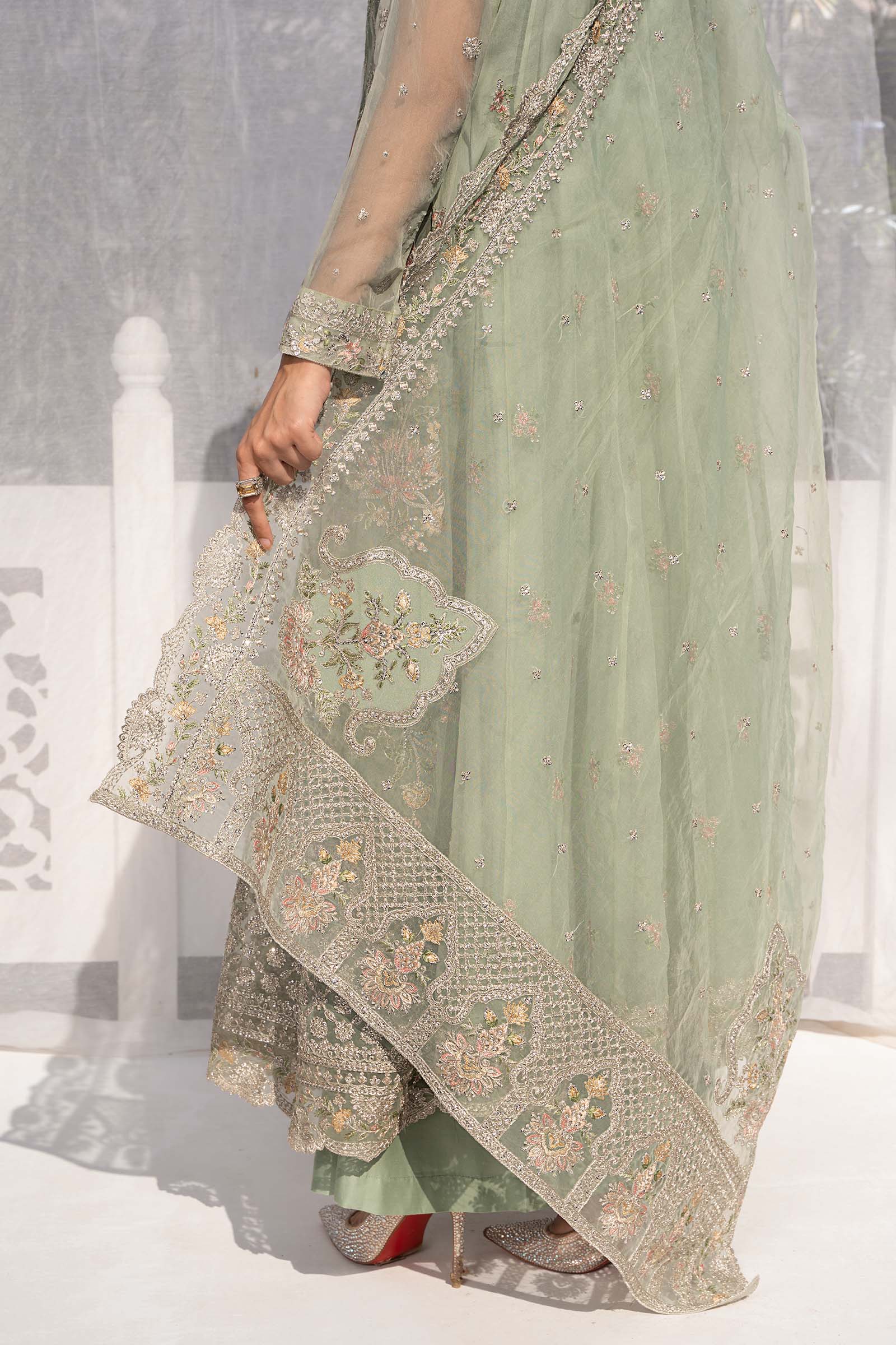 3 Piece Embroidered Organza Suit - Image 4