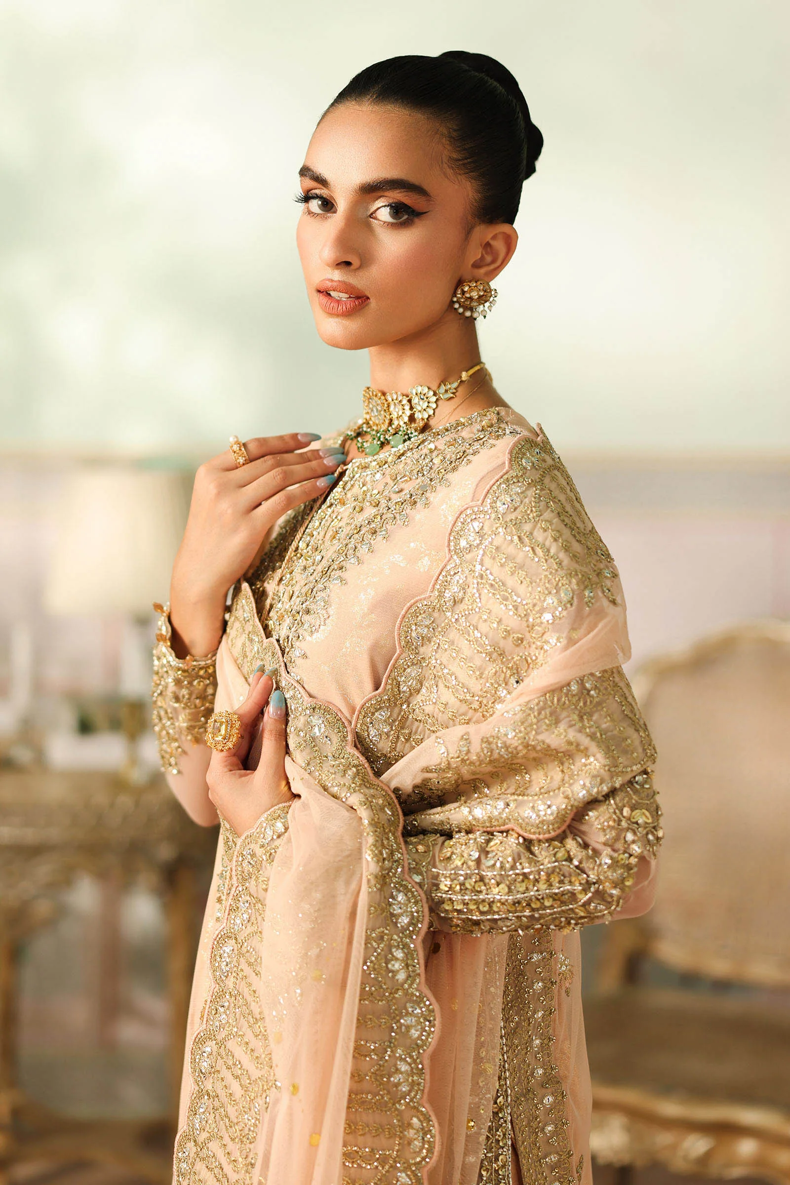 3 Piece Embroidered Net Suit - Image 4