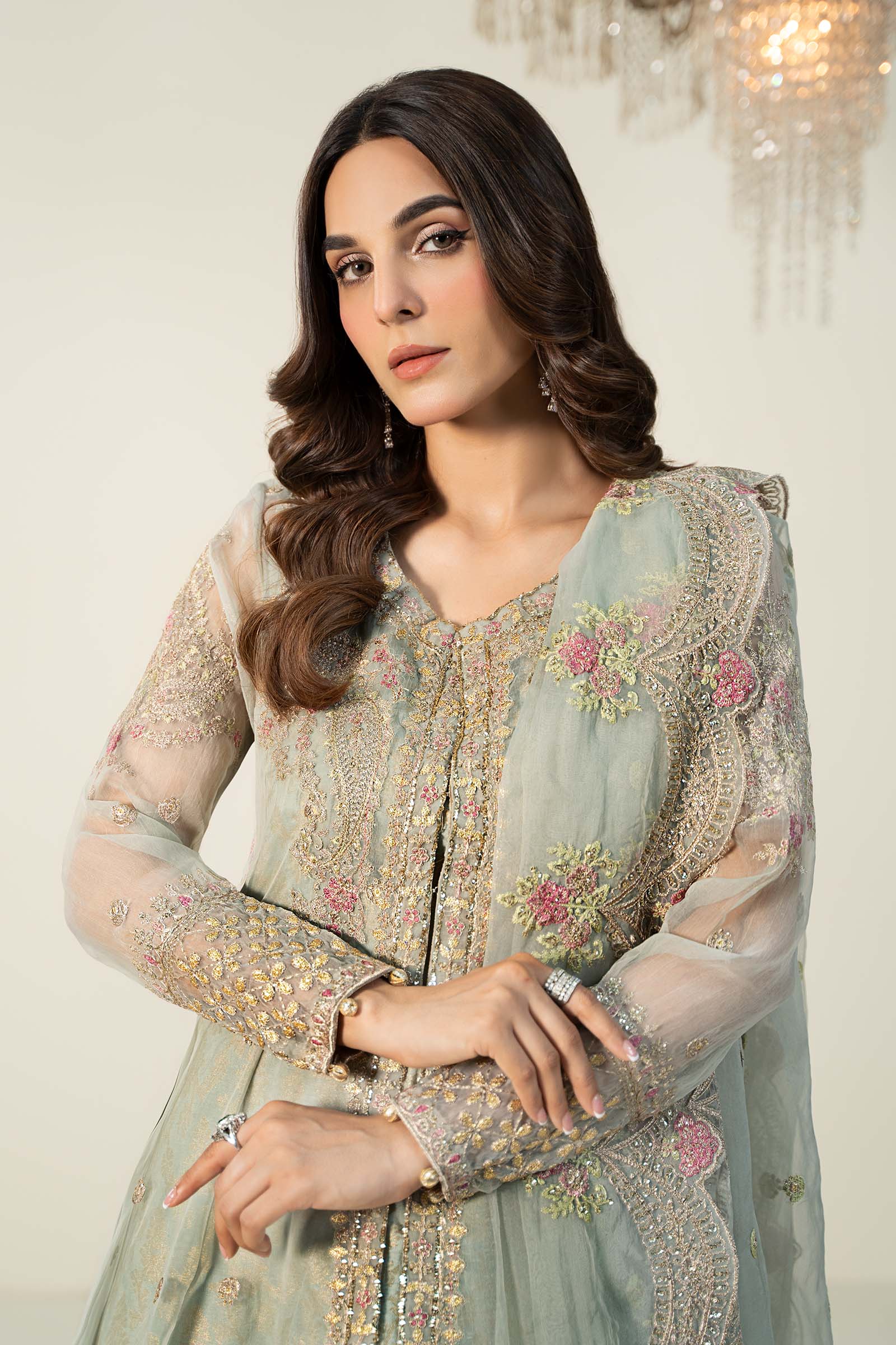 3 Piece Embroidered Organza Suit - Image 2