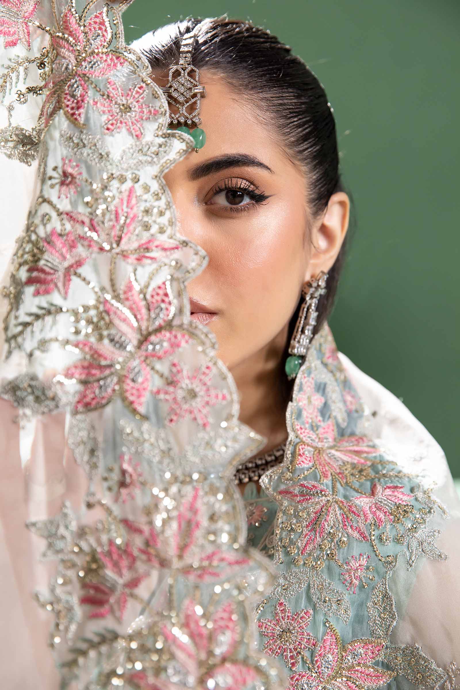 3 Piece Embroidered Raw Silk Suit - Image 3