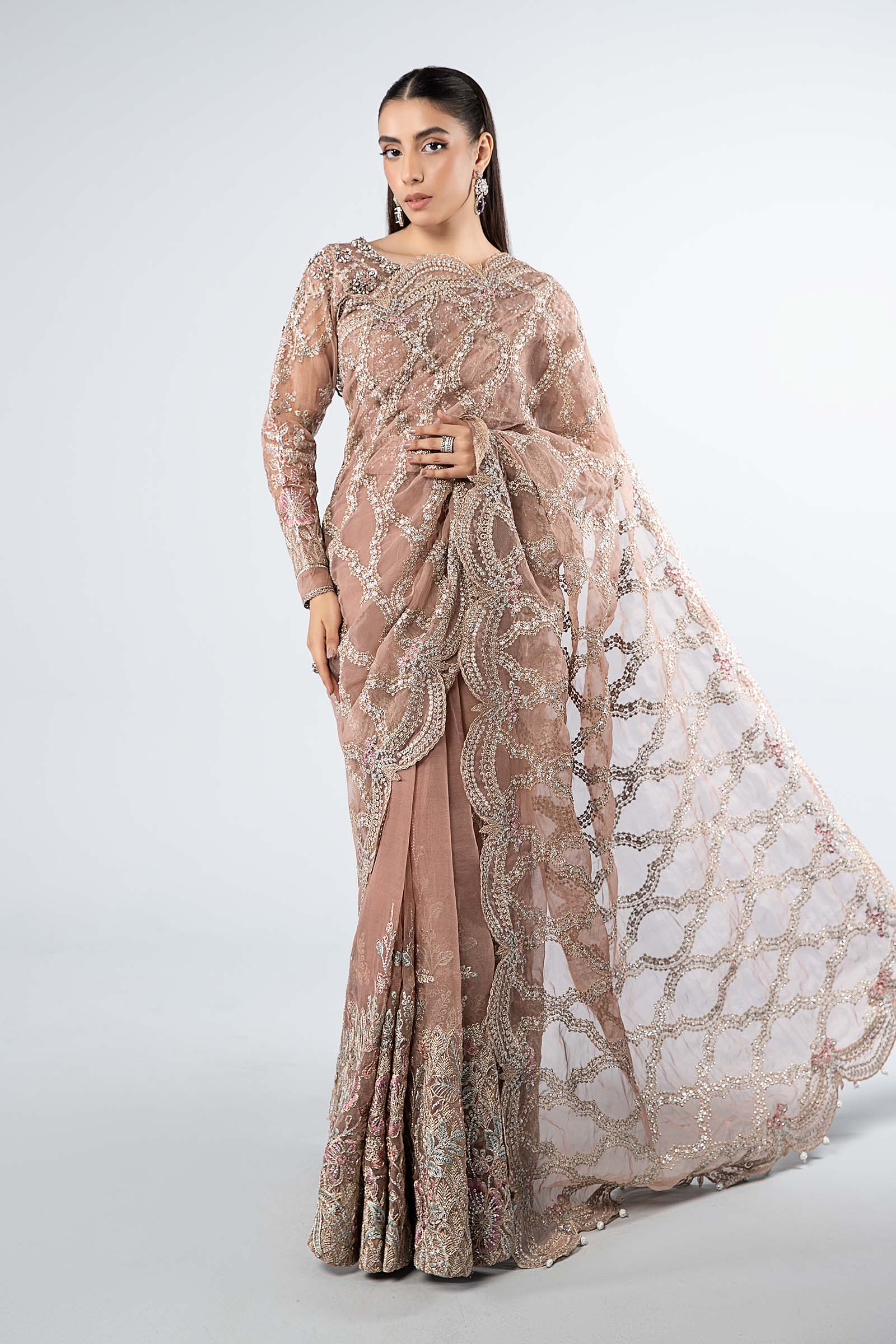Embroidered Organza Saree - Image 5