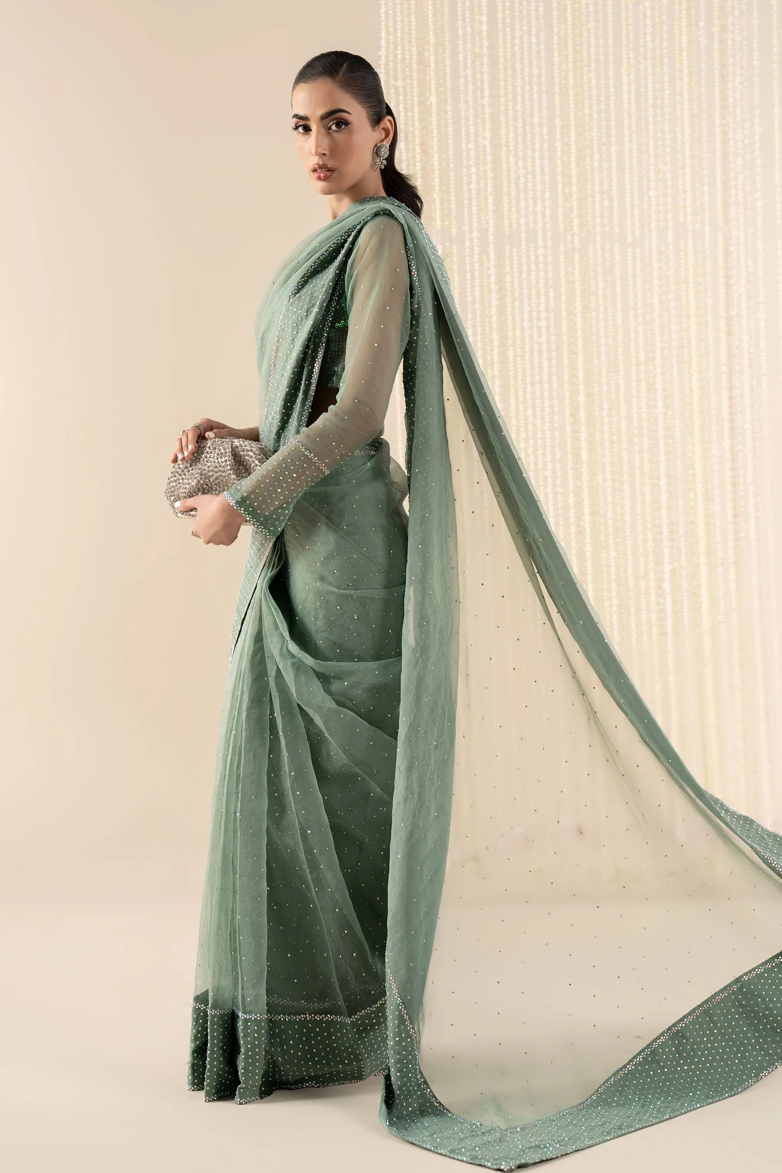 Embellished Organza Saree - Image 7