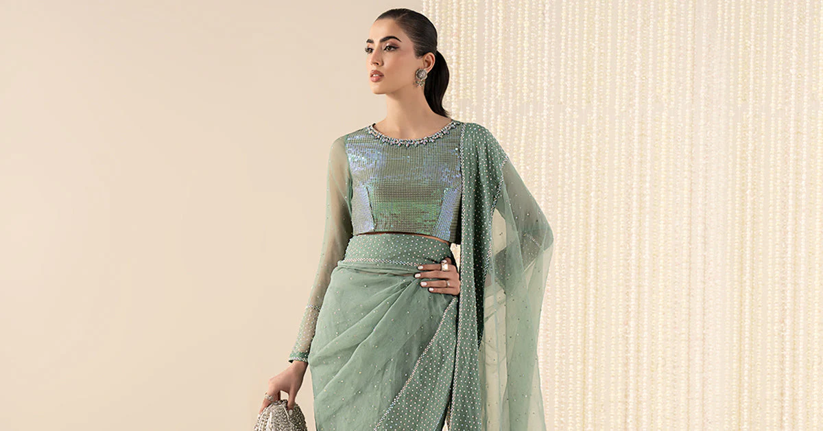Embellished Organza Saree - Image 9