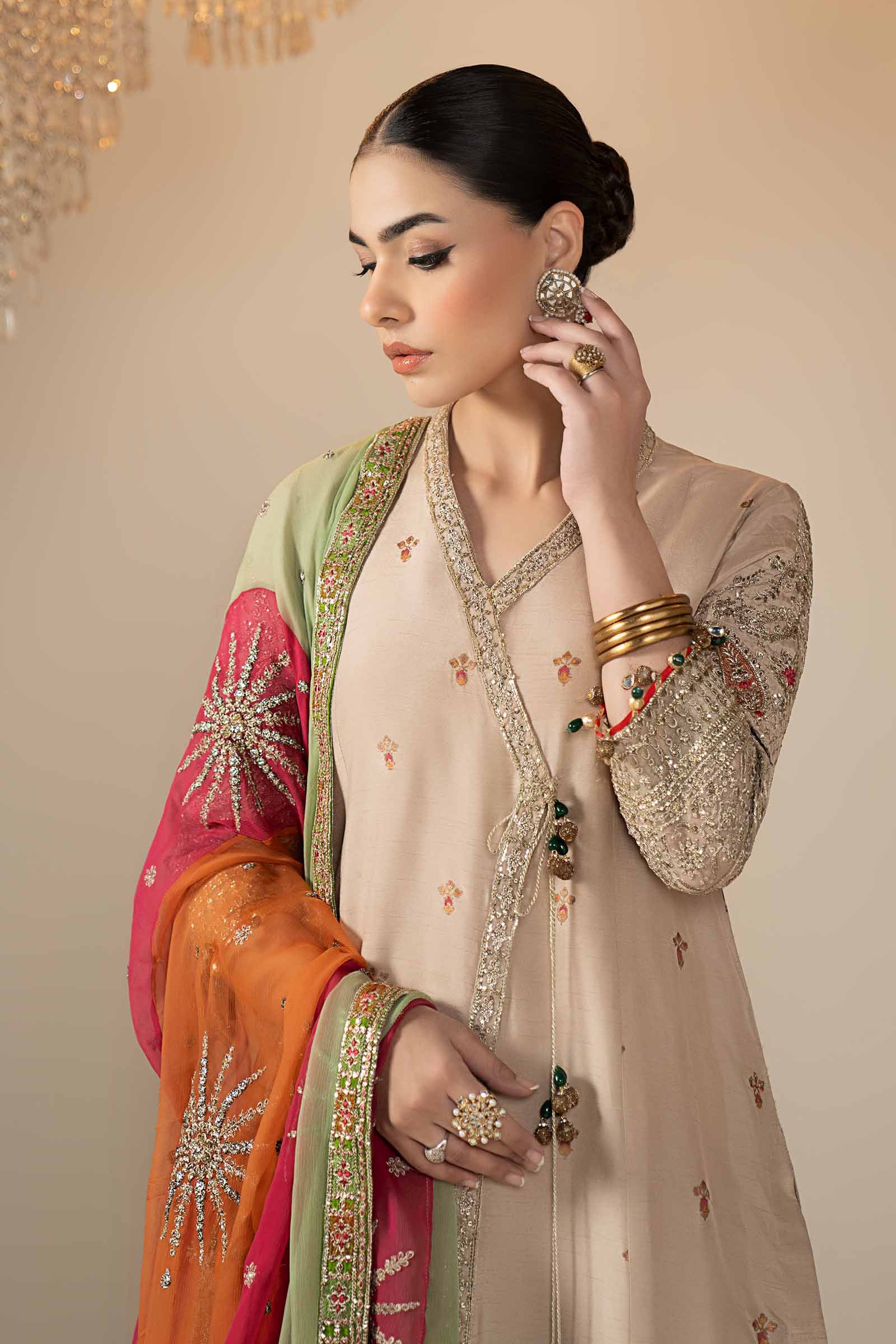 3 Piece Embroidered Raw Silk Suit - Image 2