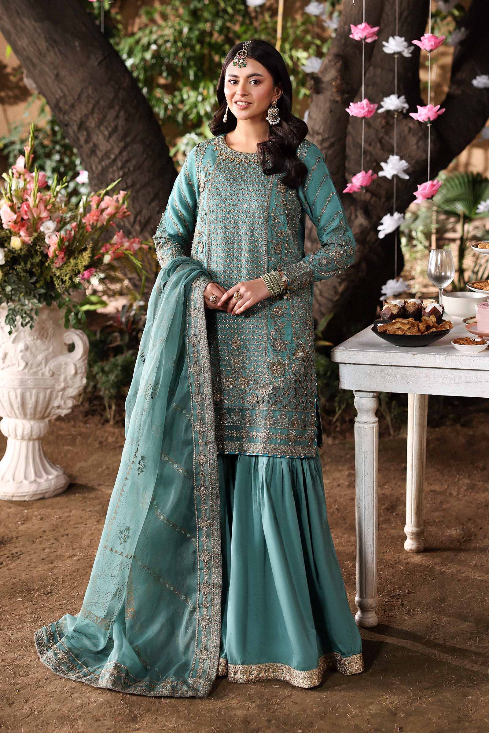 3 Piece Embroidered Raw Silk Suit - Image 3
