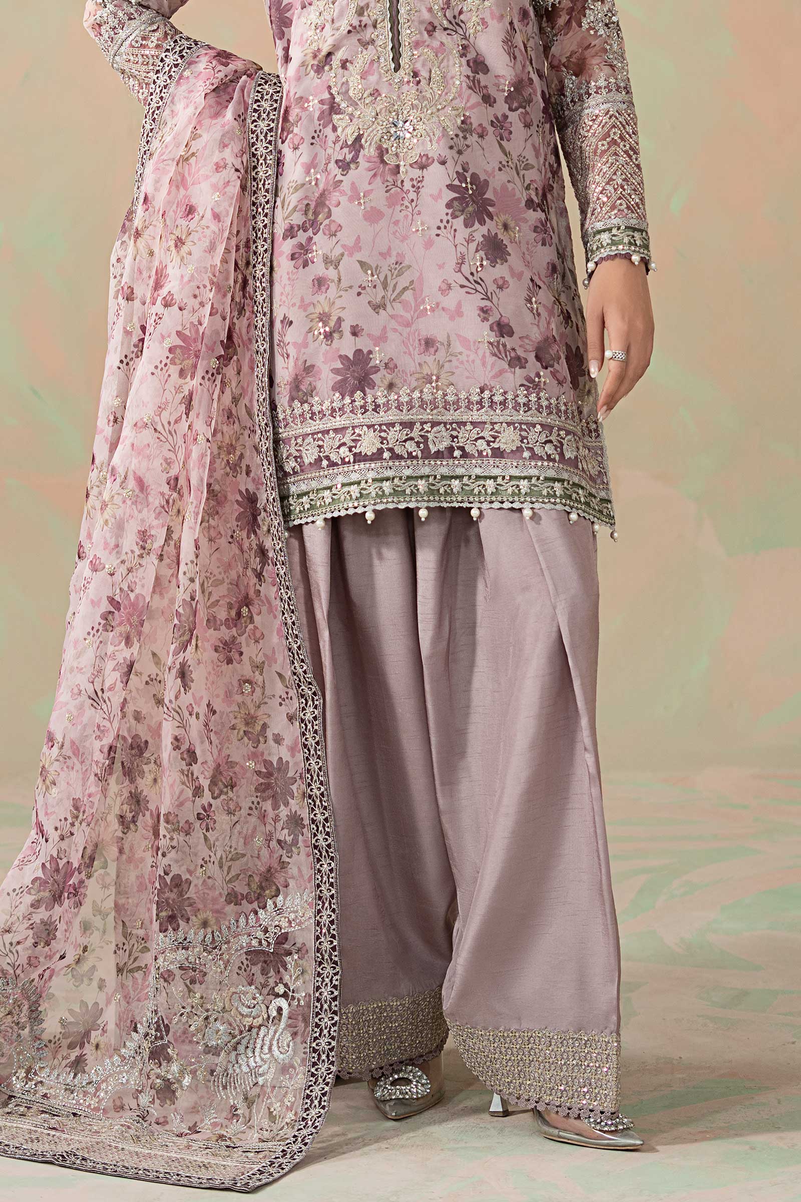 3 Piece Embroidered Organza Suit - Image 5