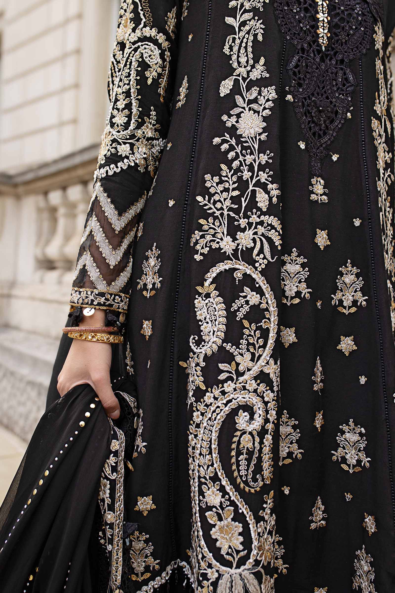 3 Piece Unstitched Embroidered Raw Silk Suit - Image 6