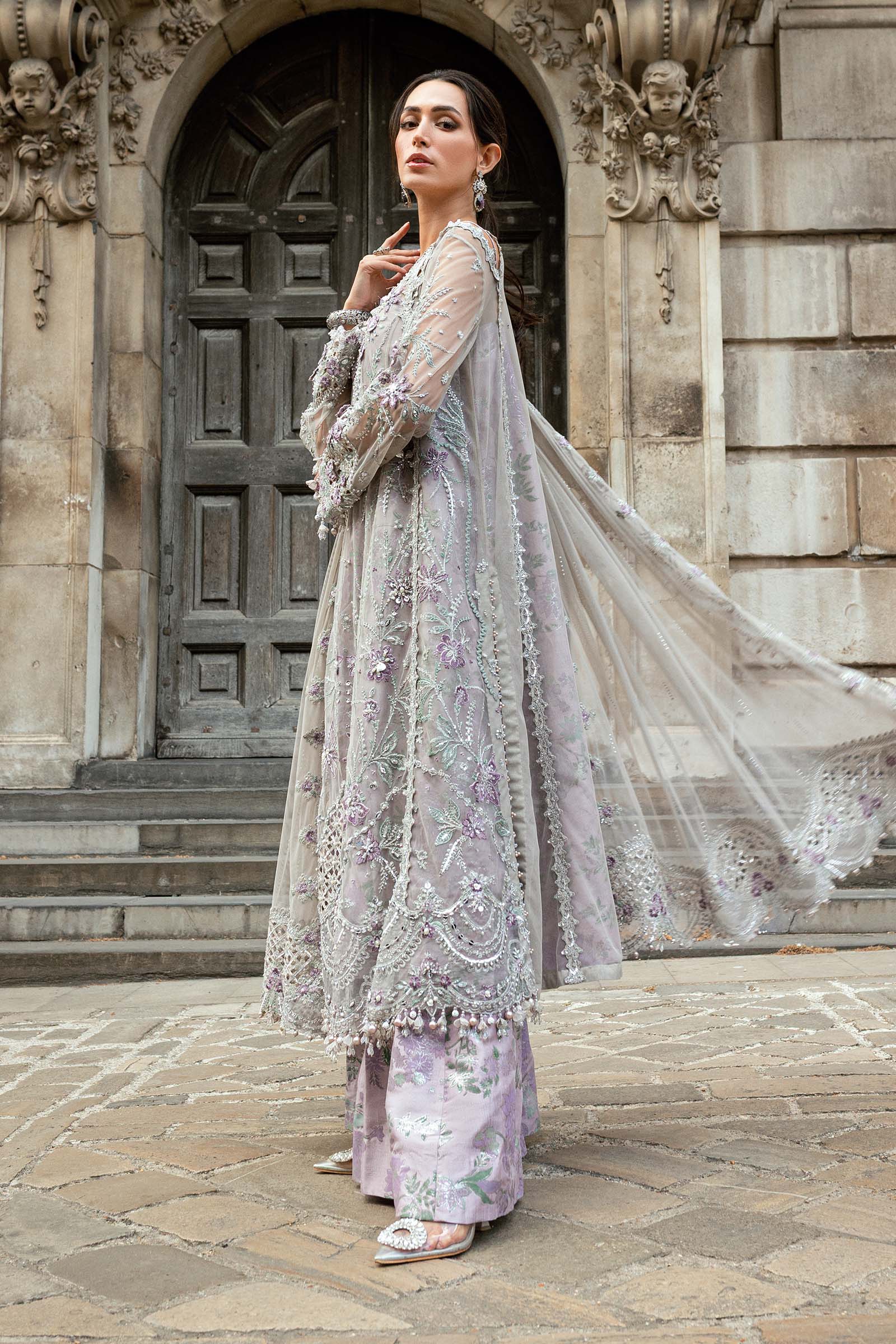 3 Piece Unstitched Embroidered Net Suit - Image 8