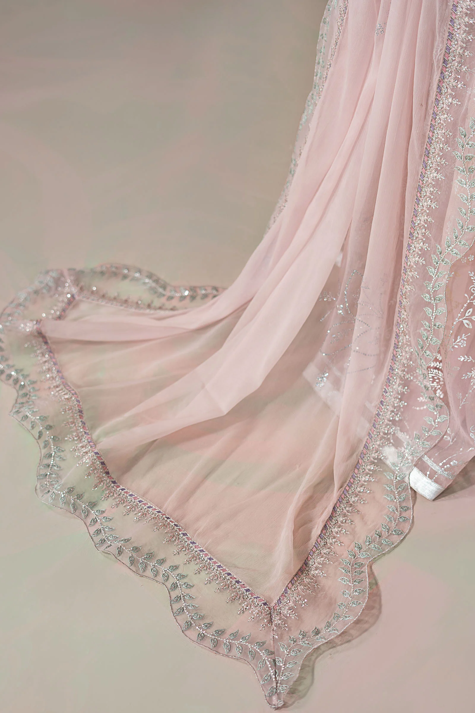 3 Piece Embroidered Raw Silk Suit - Image 6